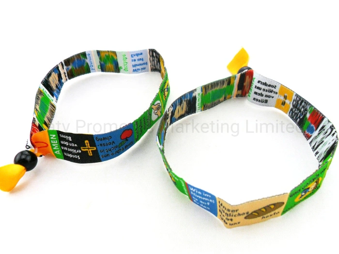 Wholesale Eco-Friendly Polyester Fabric Textile Woven Festival Custom Wristband (LNS030)