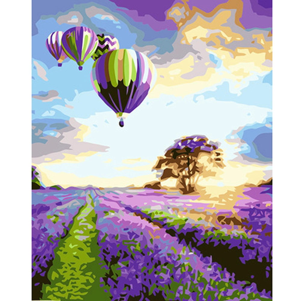 Hand Painting Oil Canvas Hot Air Balloon and Tree Modern Oil Painting DIY on Canvas The Canvas Print Living Room