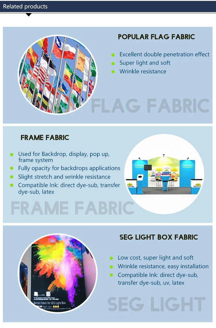 Frame Sublimation Fabric for Seg Light Box Roll up Display Stands Flag Fabric