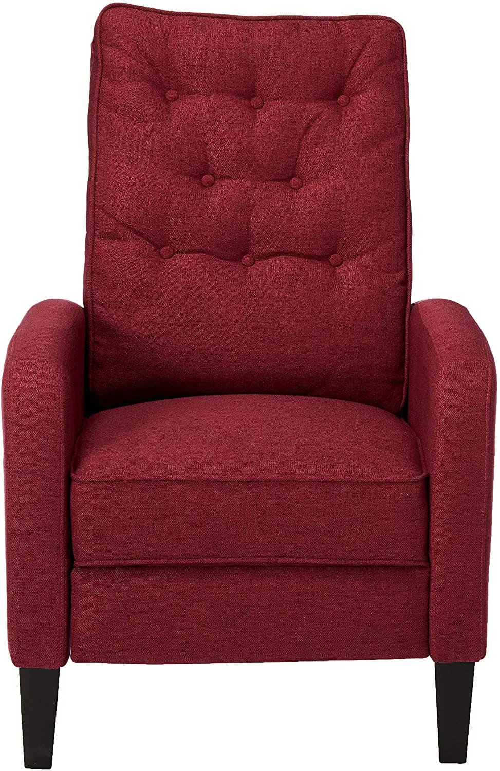 Simple Style Linen Fabric Push Back Recliner with Button Design High Back Chair