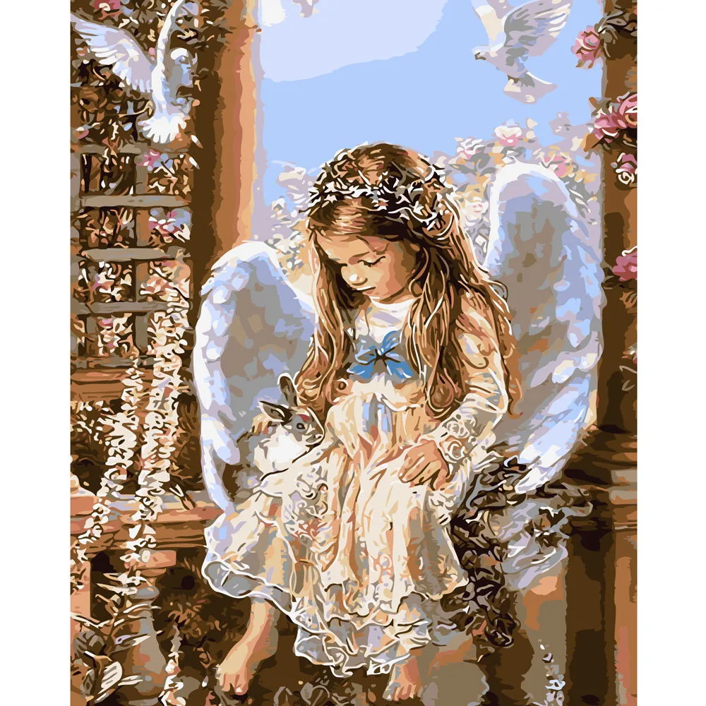 Angel Child DIY Abstract Picture Handmade Oil Painting Canvas Oil Painting Printer Home Decoration