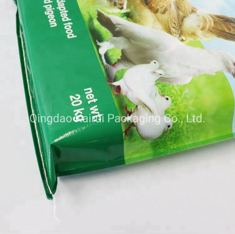 OPP Lamination PP Woven Animal Feed Packaging Bag 20kg for Pigeon Food, 25kg Plastic Animal Feed Bag