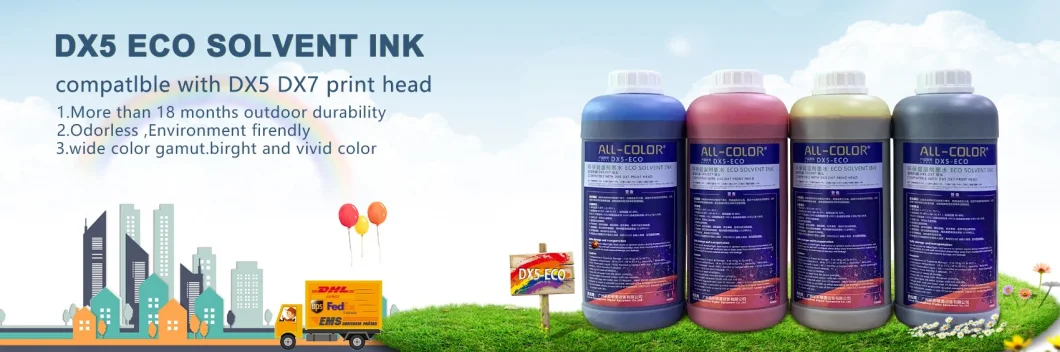 Eco Solvent Ink for Printer with Dx4 Dx5 Dx7 Printhead All-Color Eco Solvent Ink
