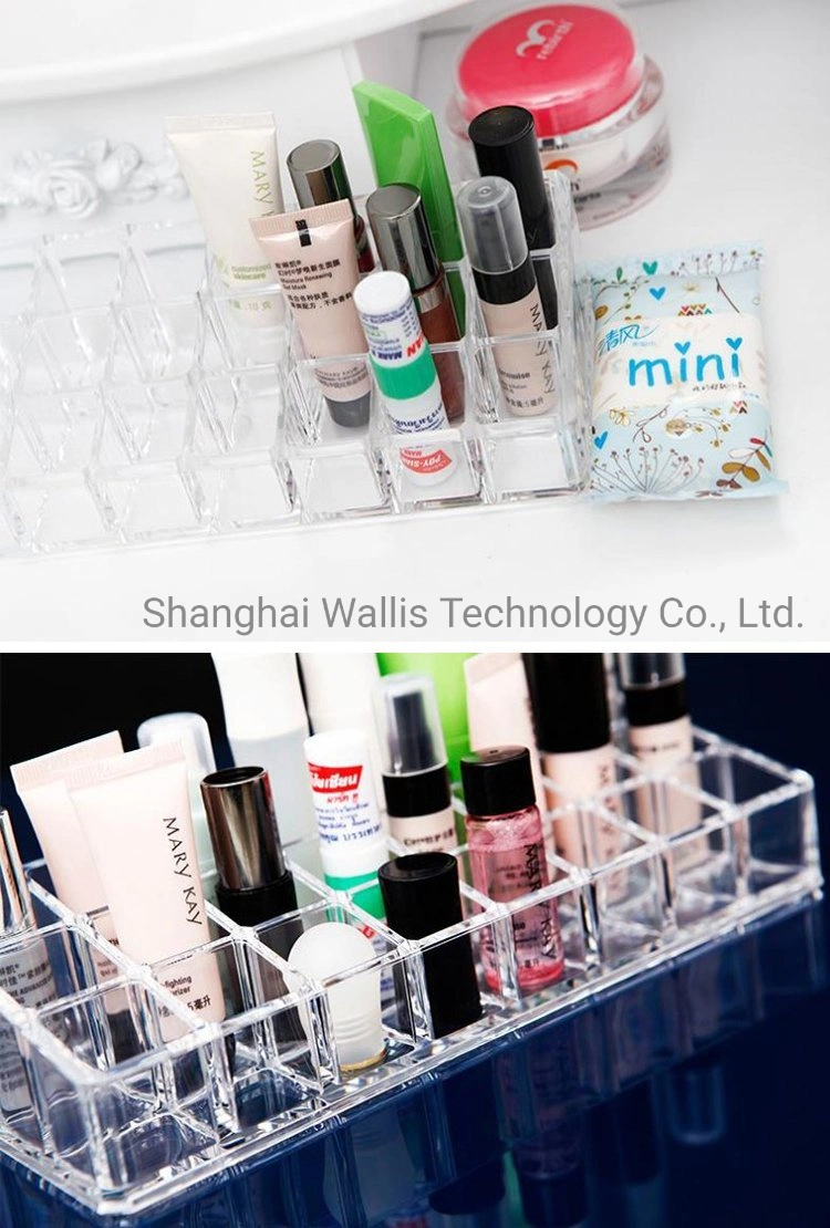 Transparent Acrylic 24-Cell Lip Gloss Lipstick Shelf Display Stand