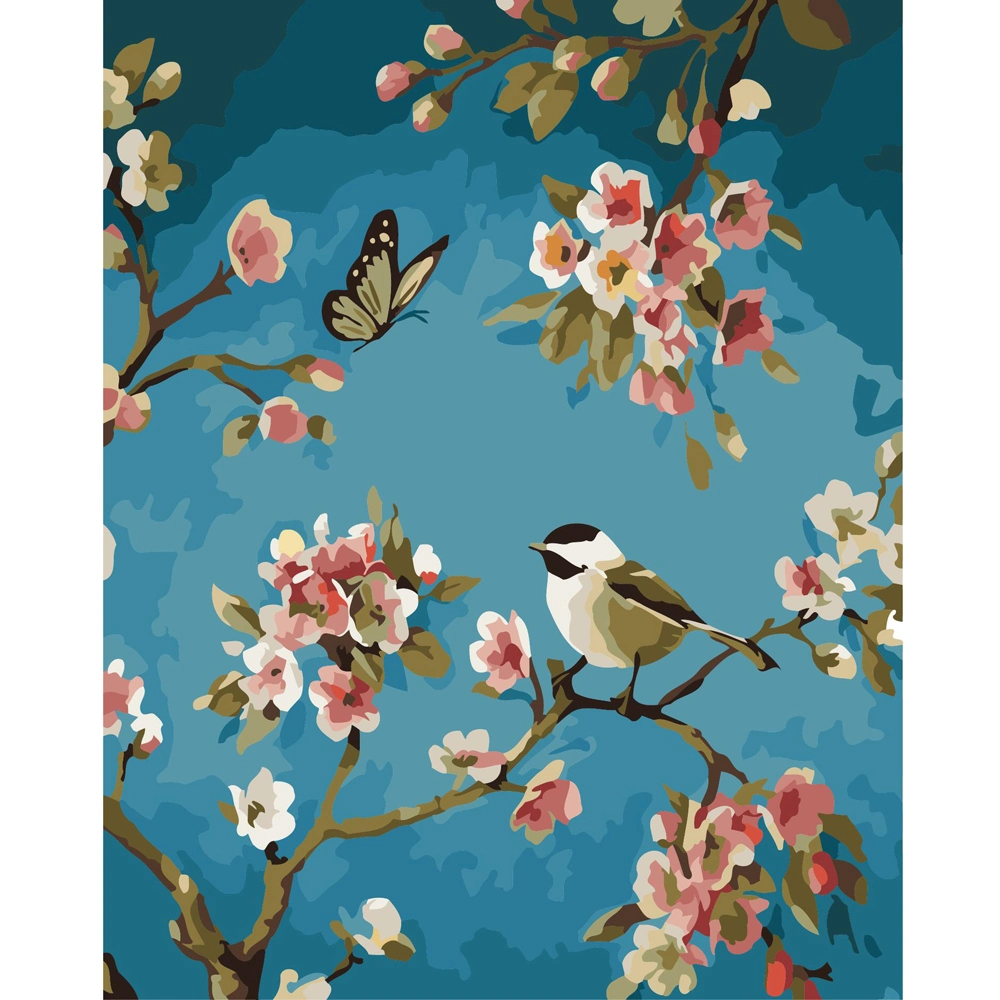 DIY Art Oil Painting Flowers and Birds on Branches Canvas Oil Painting on Canvas The Canvas Print Living Room