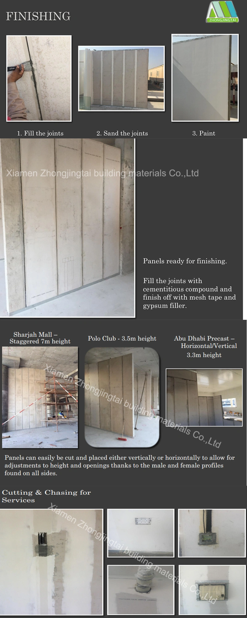 Lightweight Fireproof Cement Board/EPS Sandwich Panel for Internal/External Wall