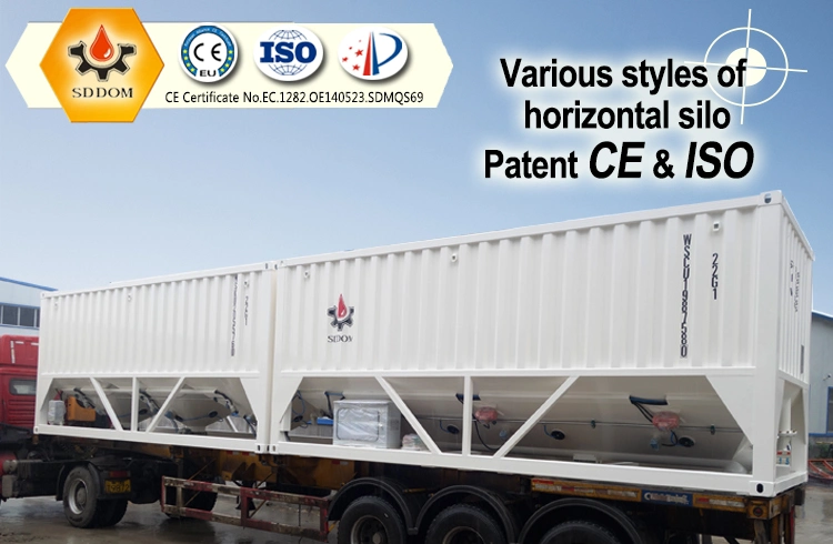 50t Latest Cement Storage Silo Horizontal Mobile Type Cement Powder Silo for Concrete Batching Plant