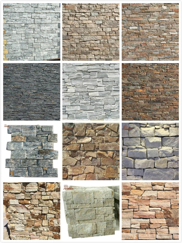Natural Exterior Wall Cement Stacked Stone Panels