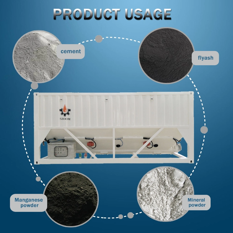 50t Latest Cement Storage Silo Horizontal Mobile Type Cement Powder Silo for Concrete Batching Plant