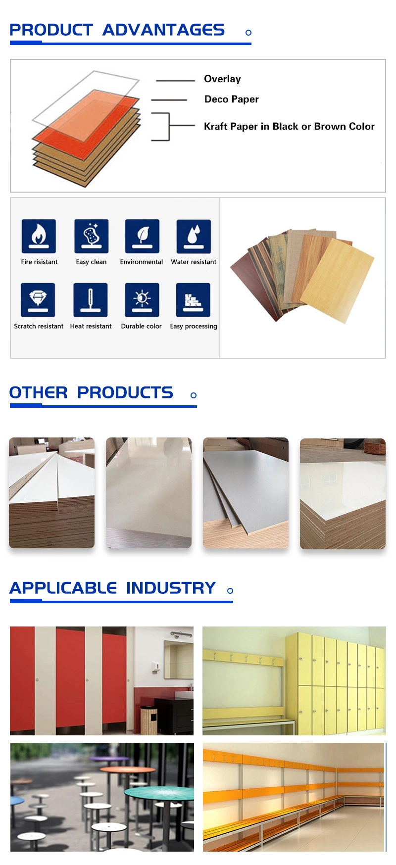 The New Heat Resistant Boards High Pressure Laminate HPL Plywod