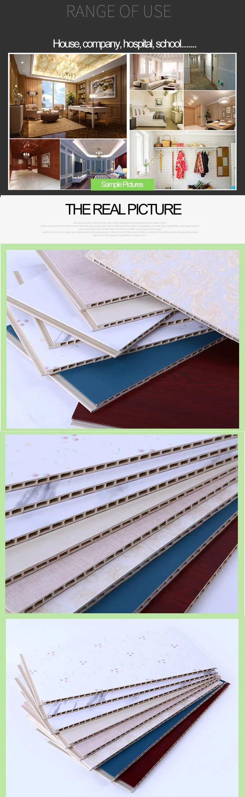 Integrated Decorative PVC Wall Panels /Laminated PVC Bathroom Wall Panels/ UV Boards