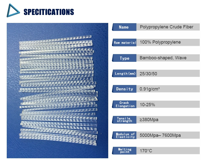 Polypropylene Crude Fiber (Steel-Wire-Like Fibre) Used in Cement