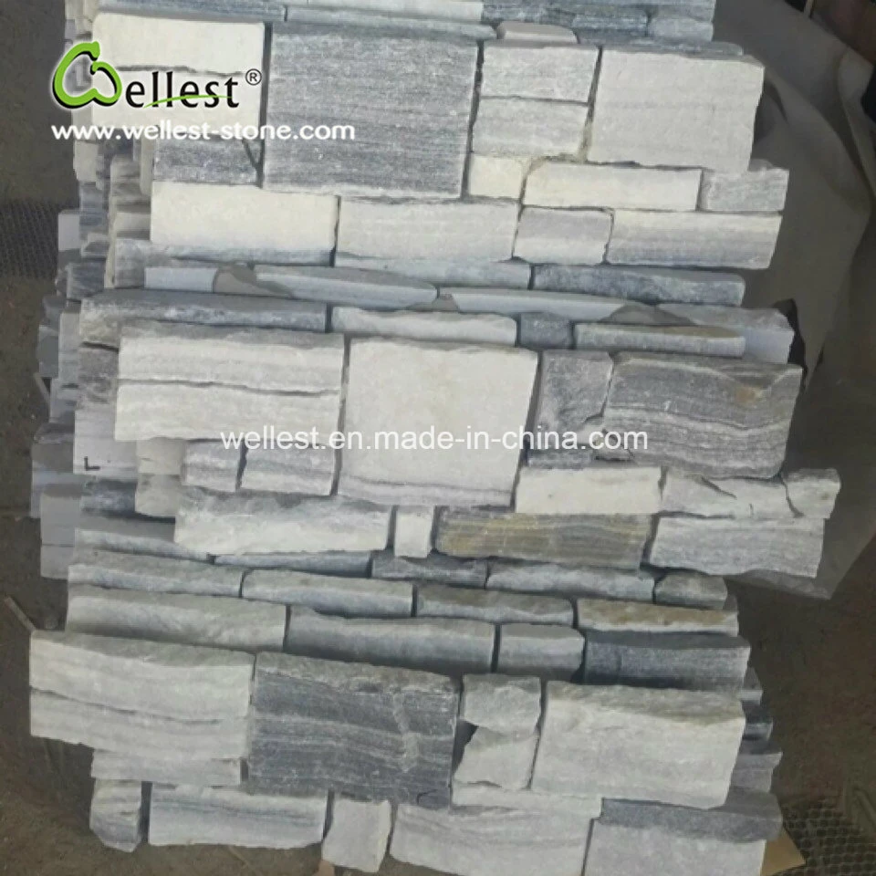 Light Grey Cement Cultured Stone for Outside Wall Cladding