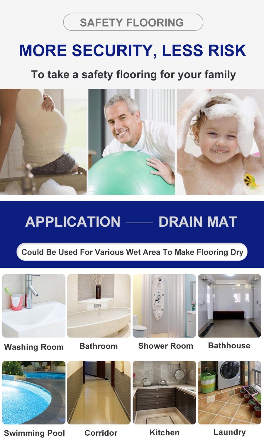 DIY Bathroom Carpets Mat PVC Shower Mat Waterproof Plastic Non-Slip Bath Toilet Bath Mats