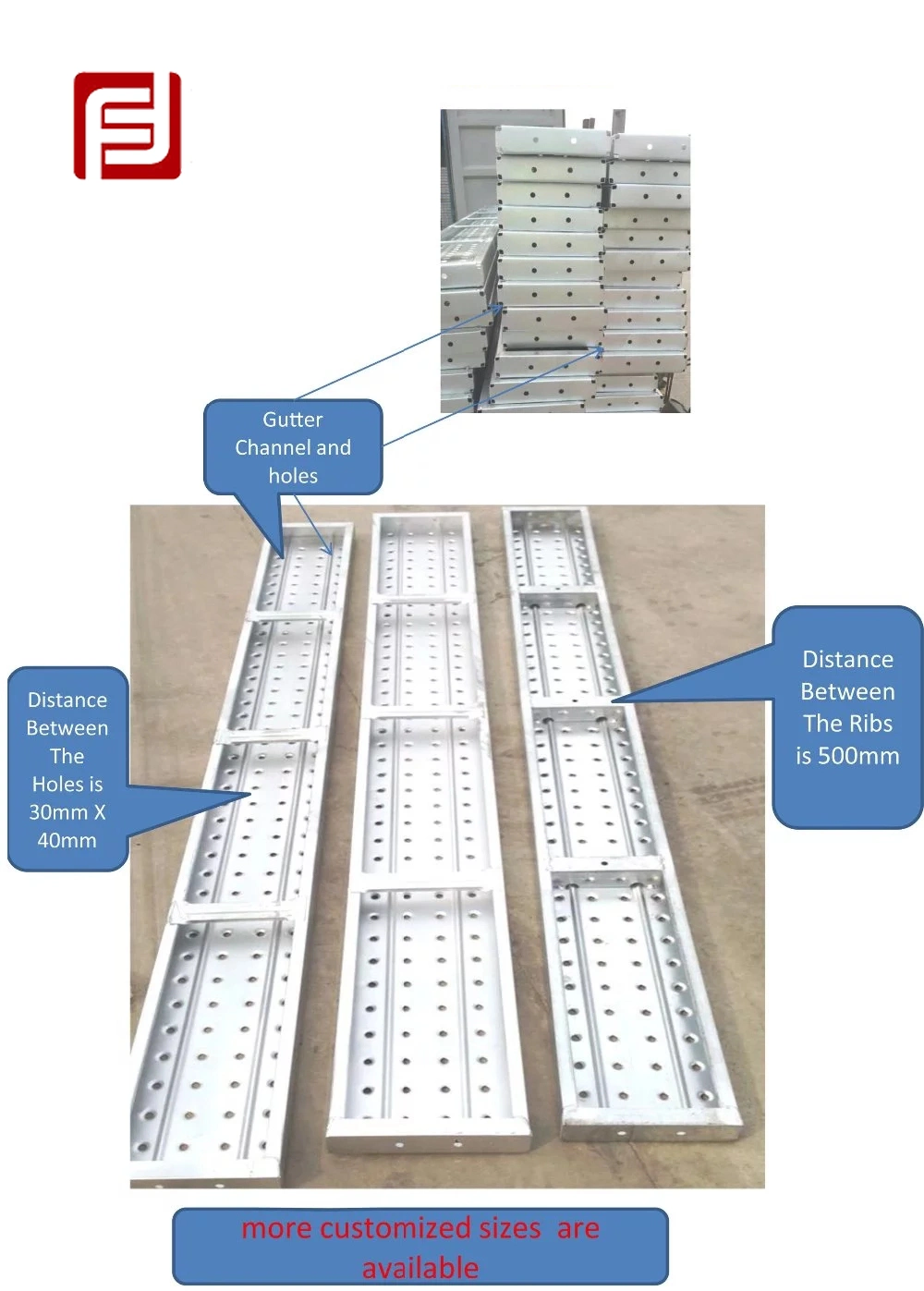 Moderate Reliable Steel Pre Galvanized Q195 Scaffolding Planks Board for Sale in Construction