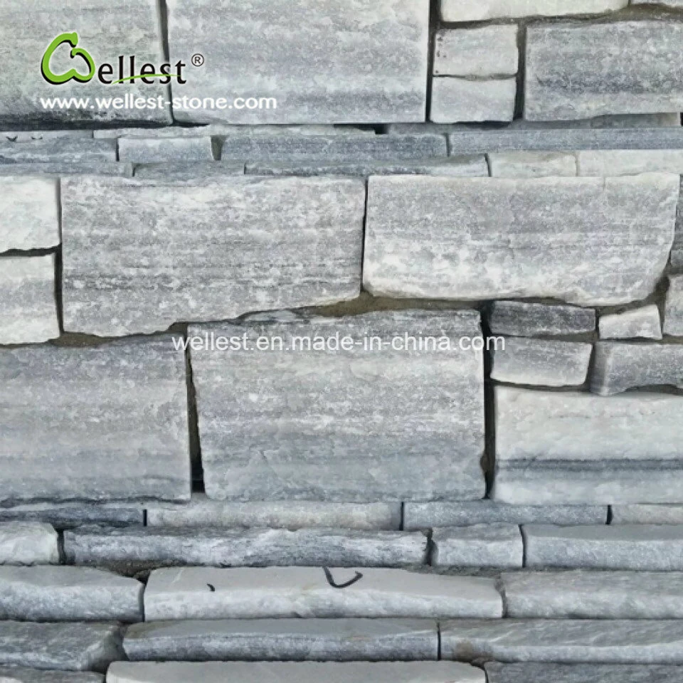 Light Grey Cement Cultured Stone for Outside Wall Cladding