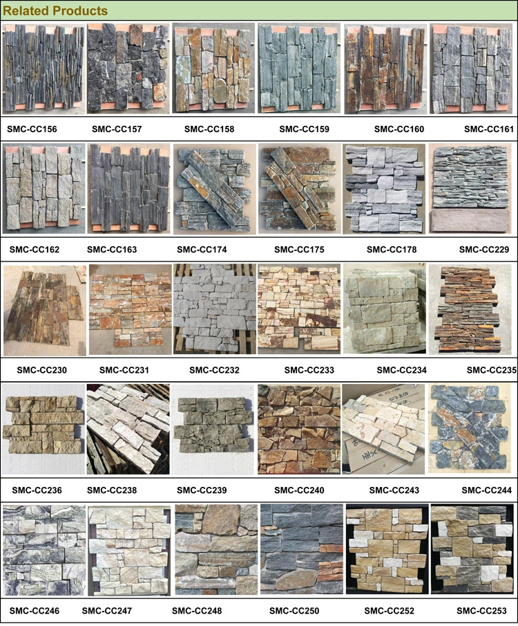 SMC-Cc247 Natural Exterior Wall Cement Stacked Stone Panels