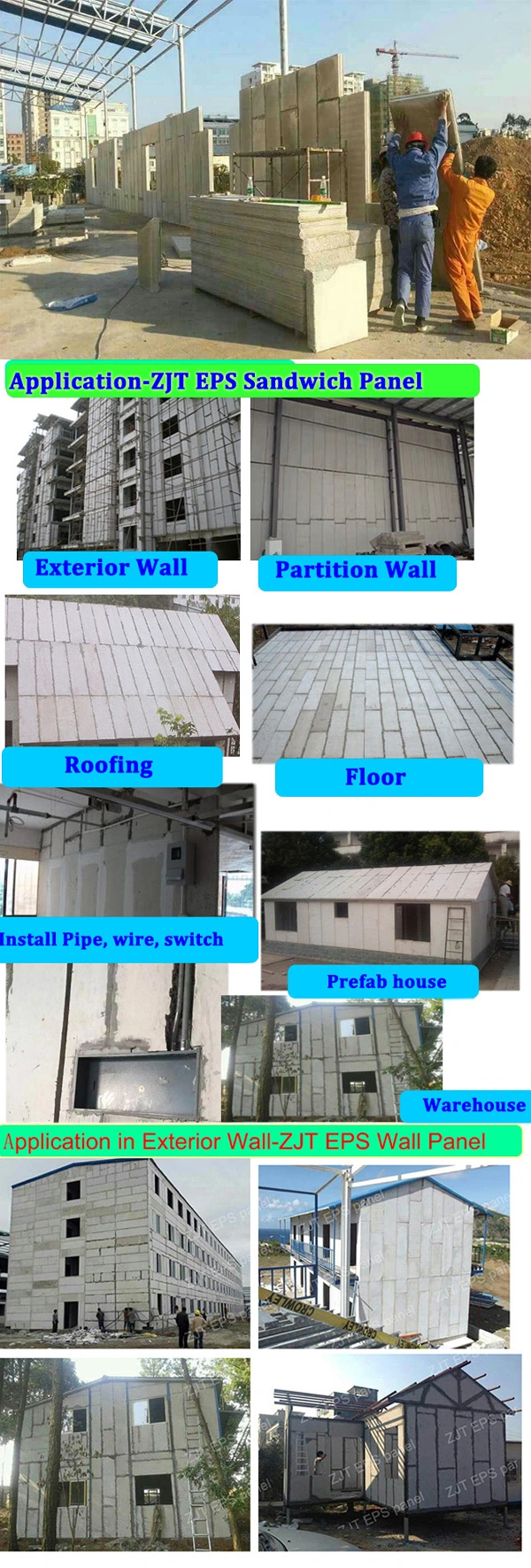 Lightweight Thermal Insulation EPS Fiber Cement Sandwich Roof Panels