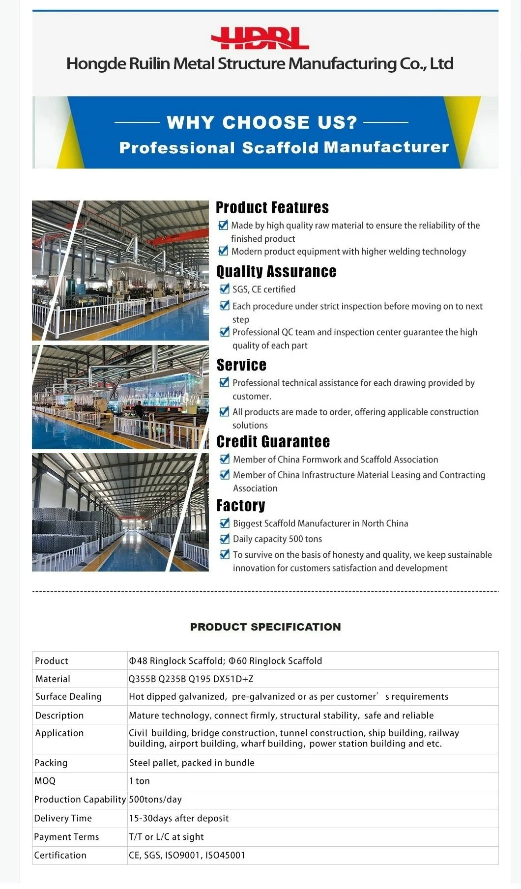 Pre Galvanized Scaffold Board/Steel Planks for Ringlock Scaffolding Working Platform