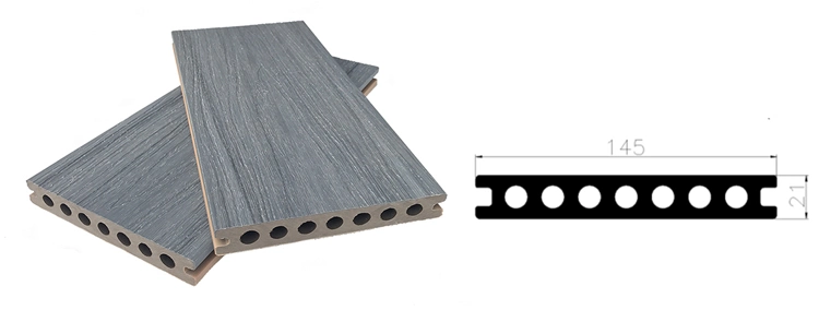 Anti-UV Wood Grain Wood Plastic Composite WPC Decking Board 145*21mm