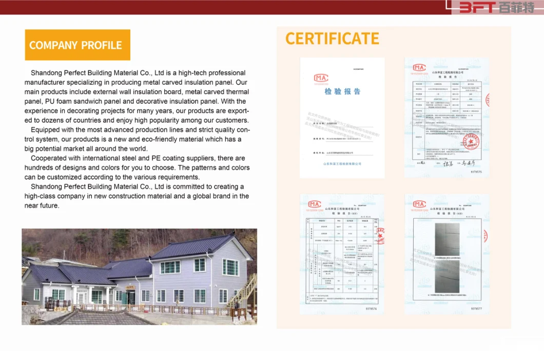 Composite Insulation Board Metal Siding Laminated Board Insulated Wall Siding Polyurethane Foam