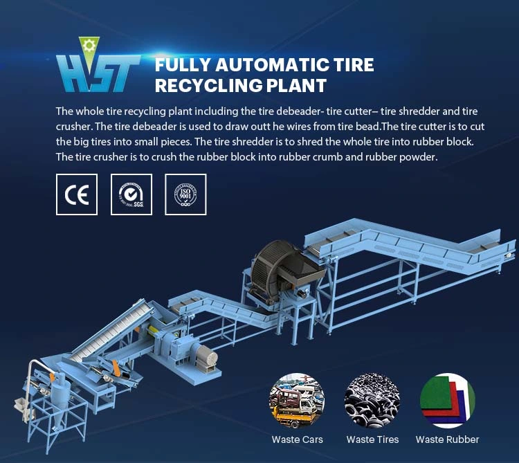 Used Tire Recycling Machine Wire Steel Separator Waste Truck Tire Crushing Machine