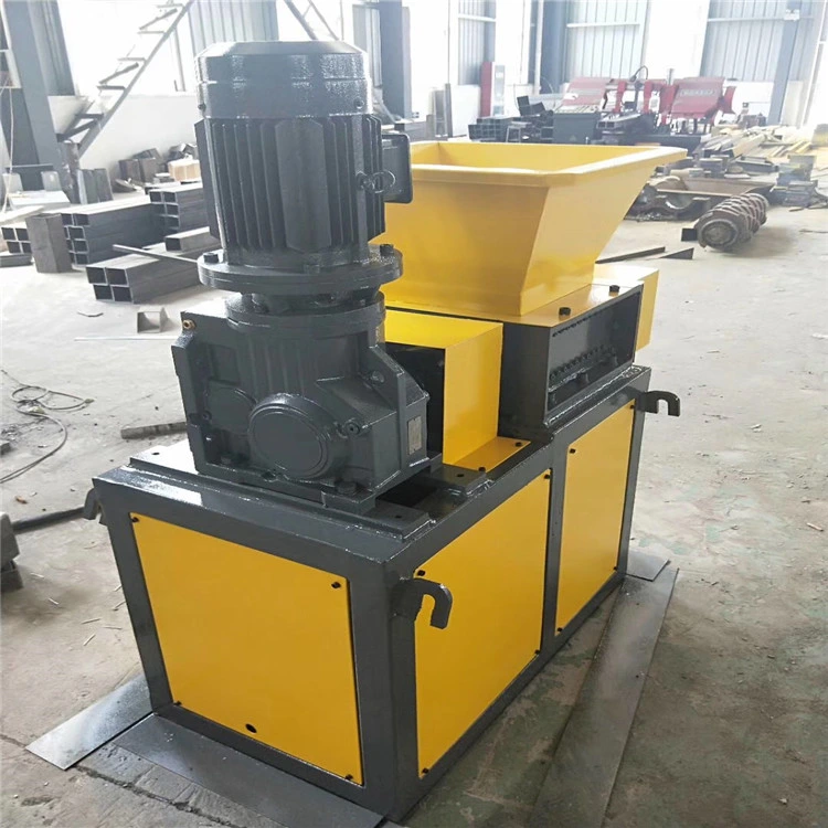 Double Shaft Waste Cutting Recycling Plastic Barrel Pipe Wood Pallet Metal Shredder