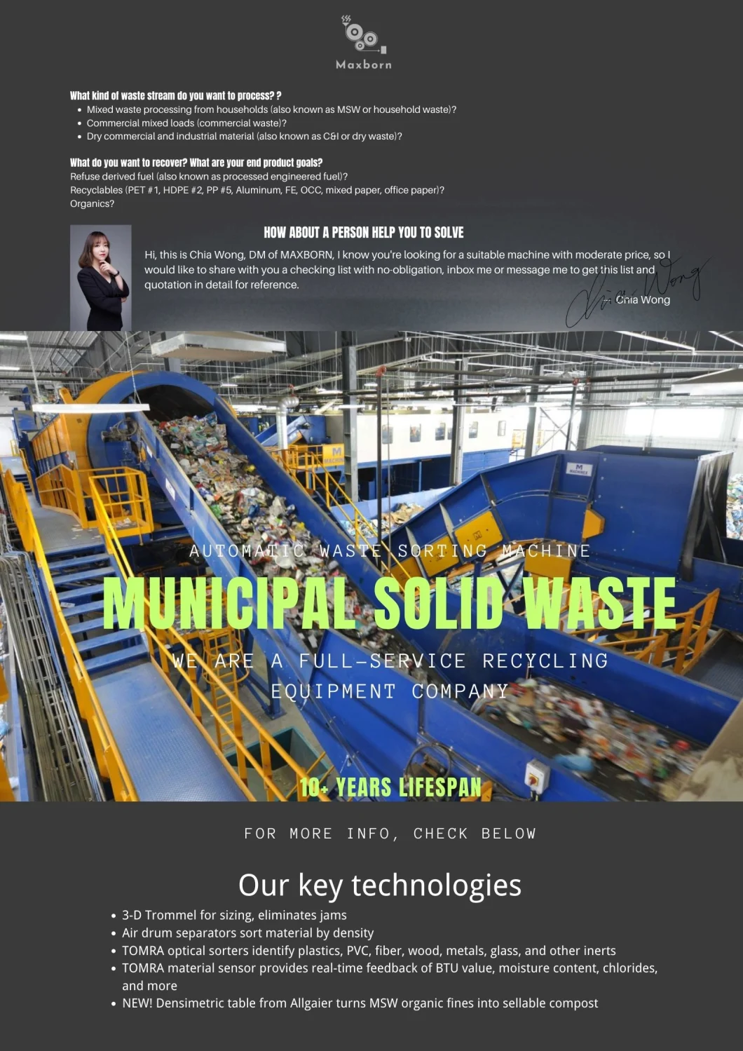 Automatic Municipal Waste Recycling Plant Urban Garbage Sorting to Rdf