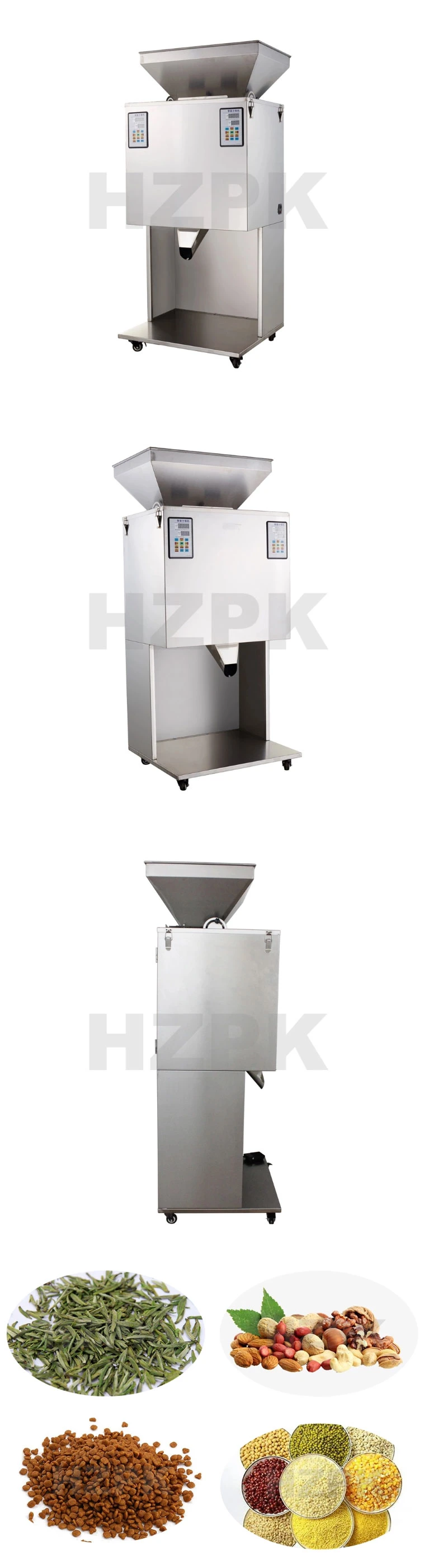Hzpk Semi Automatic Nuts Snacks Granule Weighing Filling Granule Can Filling Machine