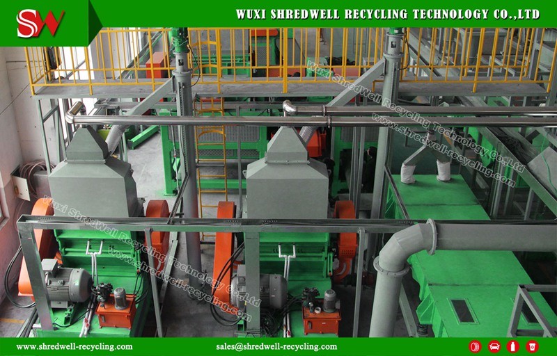 Tire Recycling Plant to Shred Waste Tire Into Around 20mm Wire Free Rubber Mulch