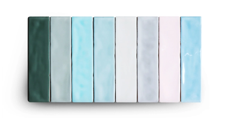 75*300mm Interior Wall Decoration Wavy Edge Ceramic Bathroom Tile in Ahs Grey Color