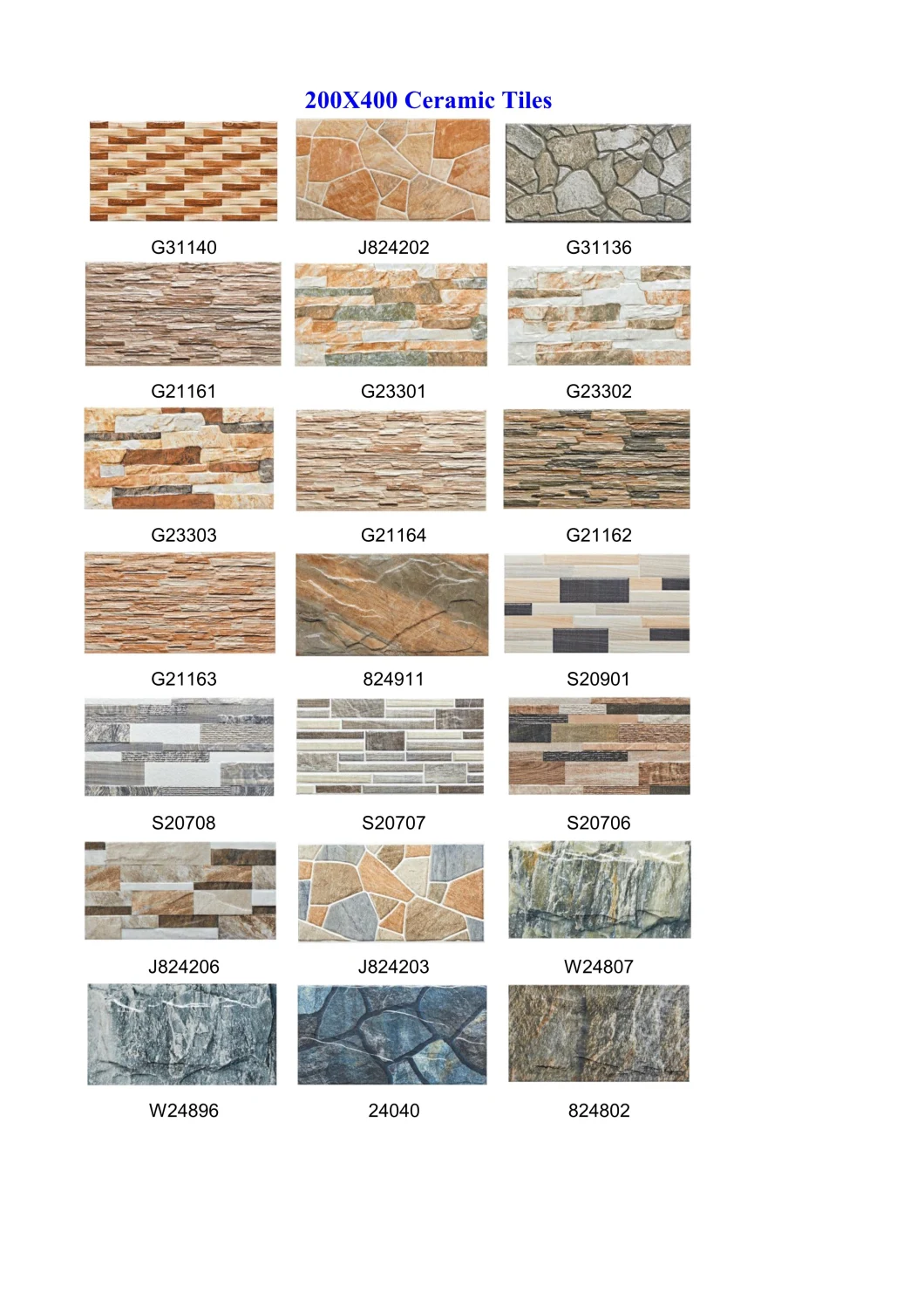 200X400 Grey Color External Ceramic Wall Tiles for Outside Building Wall