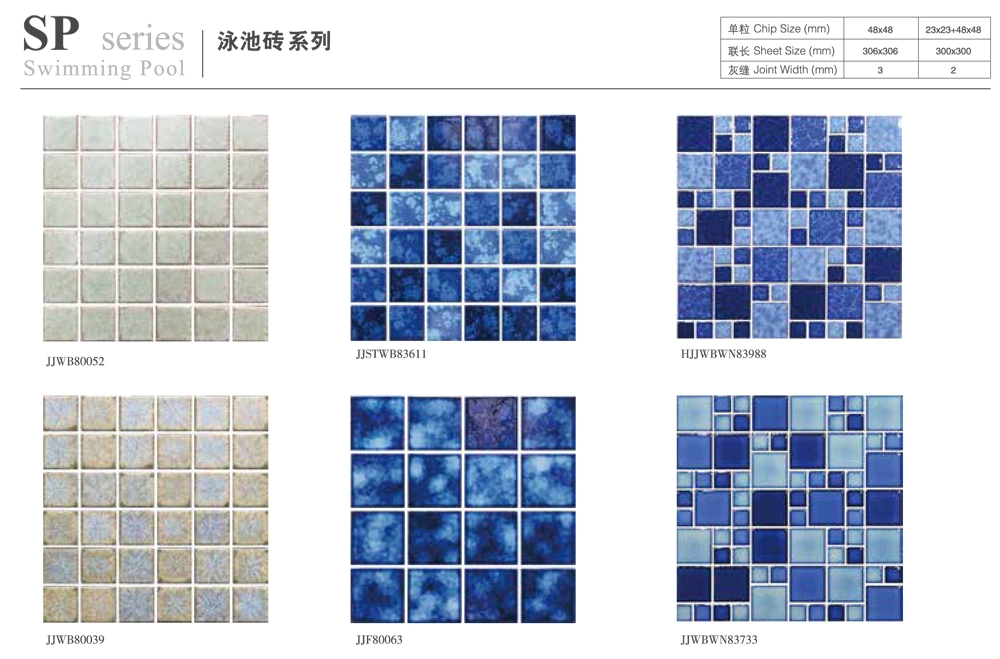 Classic 25X25mm Square Mosaik Waterproof Non-Slip Glazed Blue Mixed Mosaic Pool Tiles Ceramic