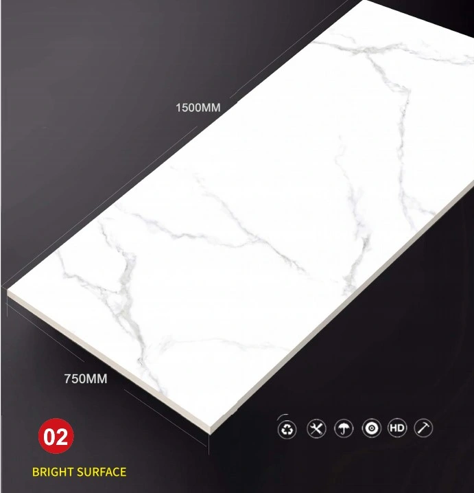 750X1500mm Full Body Cararra White Marble Look Ceramic Porcelain Tile Indoor Tile