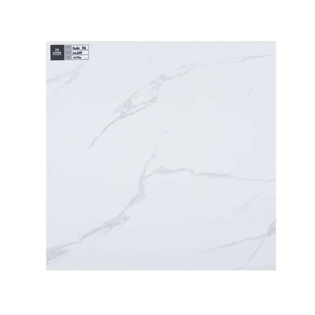 White Cararra Glazed Rustic Polished Porcelain Ceramic Floor and Wall Tiles