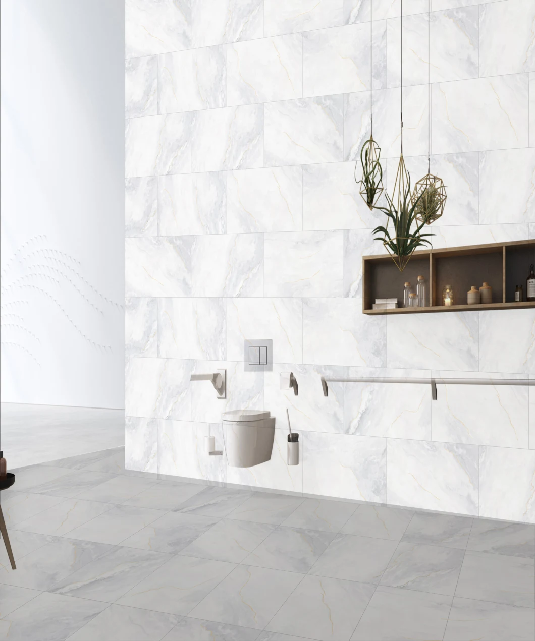 Gray White Polished Porcelain Ceramic Flooring Wall Tile for Bathroom