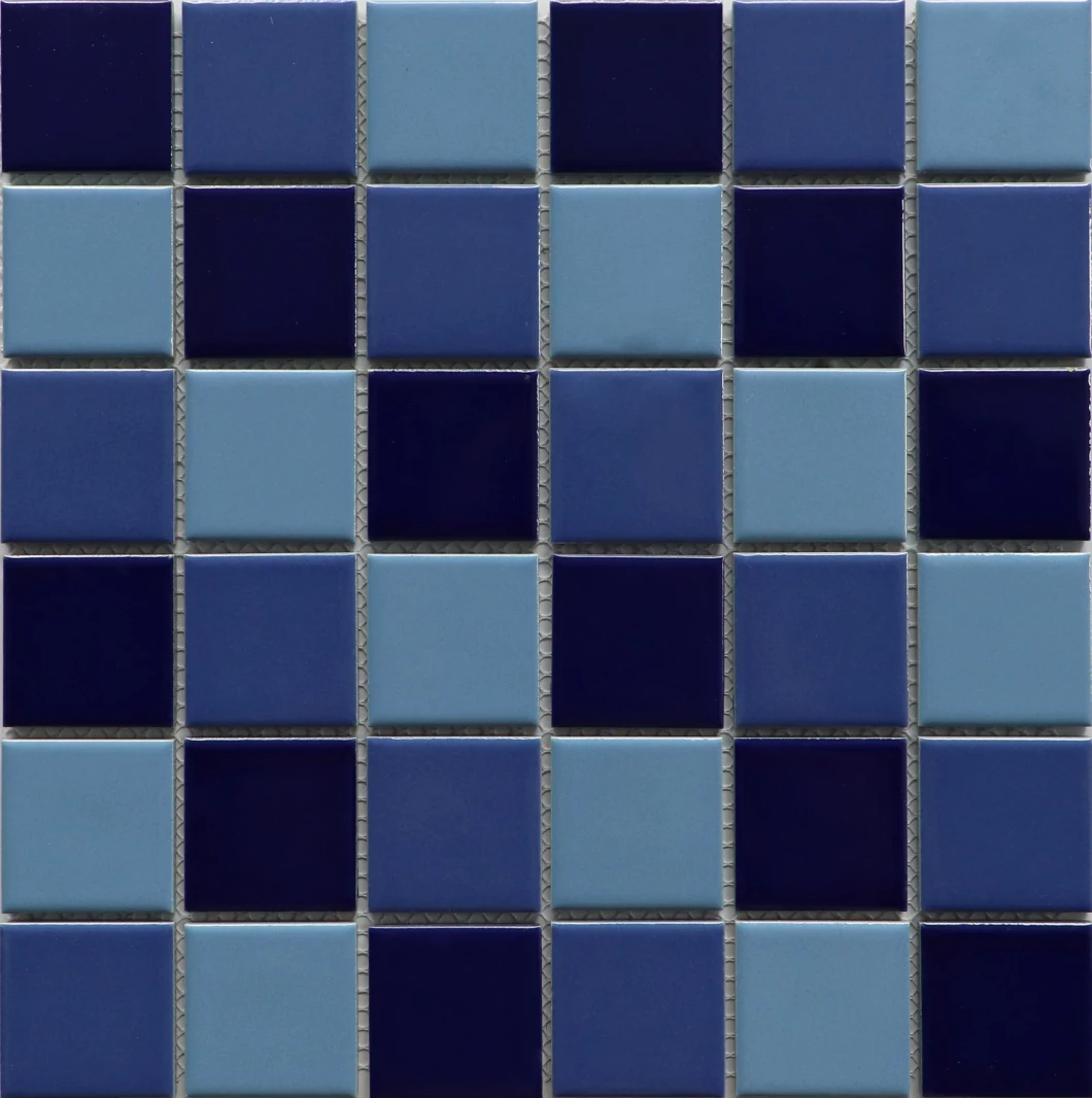 Blue Square 1X2 Porcelain Brick Ceramic Mosaic Tile for Swimming Pool
