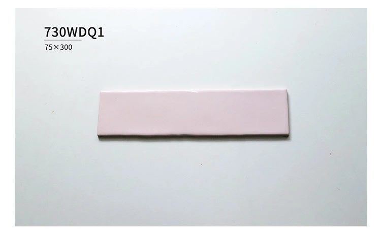 Handmade Wavy Edge Bathroom Ceramic Wall Tile 7mm Thickness Light Pink Color