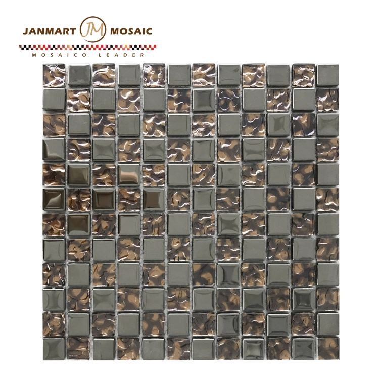 Glass Tile Sheets Metal Coating Tiles Mosaic Glass Tile Backsplash Kitchen Wall Borders Bathroom Design Mosaic