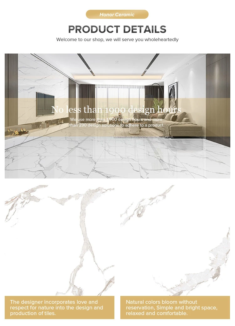 750*1500 Floor Tile Ceramic Marble Porcelain Polished White Cararra Floor Tiles