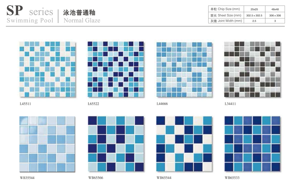 Classic 25X25mm Square Mosaik Waterproof Non-Slip Glazed Blue Mixed Mosaic Pool Tiles Ceramic