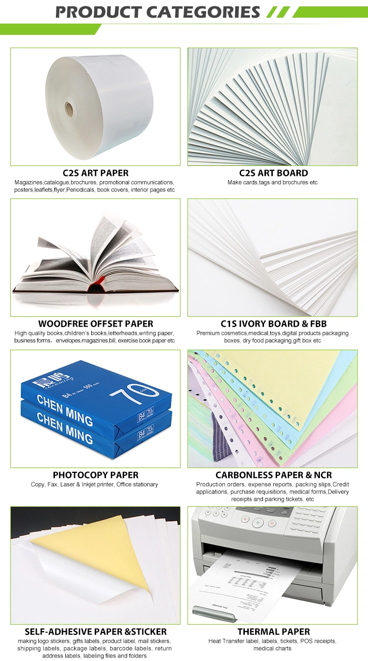 White Coated C2s Art Paper for Printing Magazine 610mm Roll Width