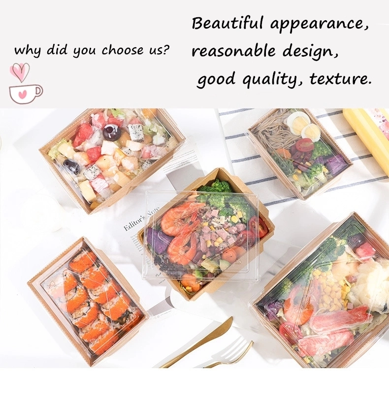 Disposable Take out Salad Box, Food Packaging Cardboard Paper Boxes with Window, Take Away Container