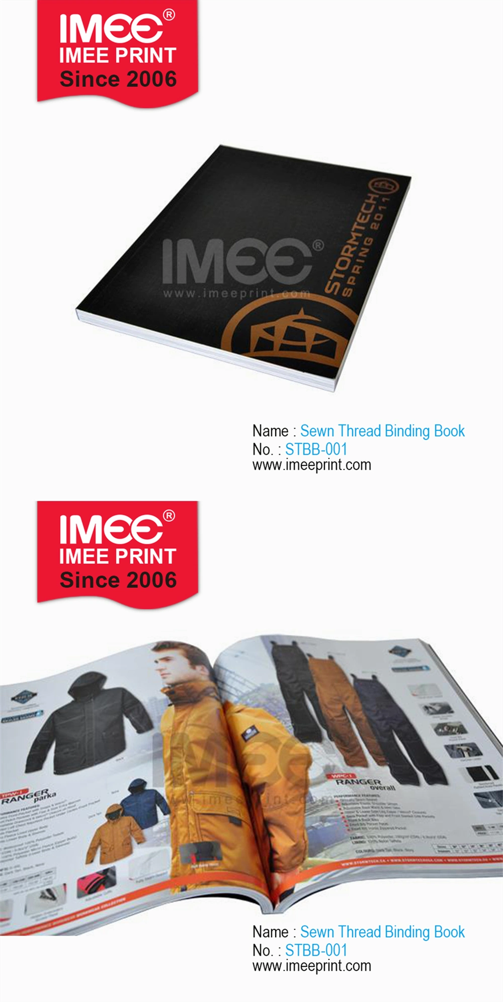 Imee Printing Custom Burst Booklet Softcover Trim Tab Sewn Thread Binding Book