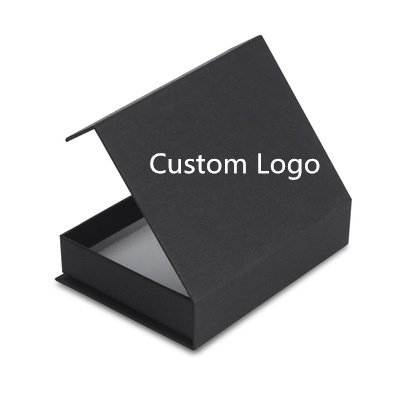 Luxury Custom Logo Printing Cosmetic Gift Packaging Black Flip Top Box with Magnetic Closure