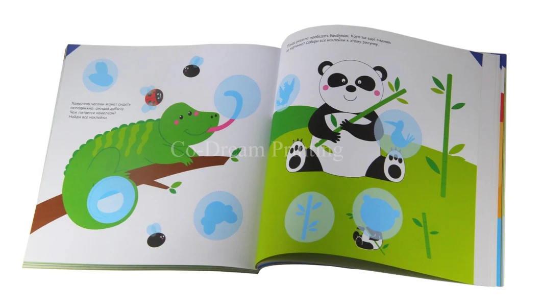 Factory Customized Landscape Perfect Binding Children Sticker Text Book Printing Services Coftcover