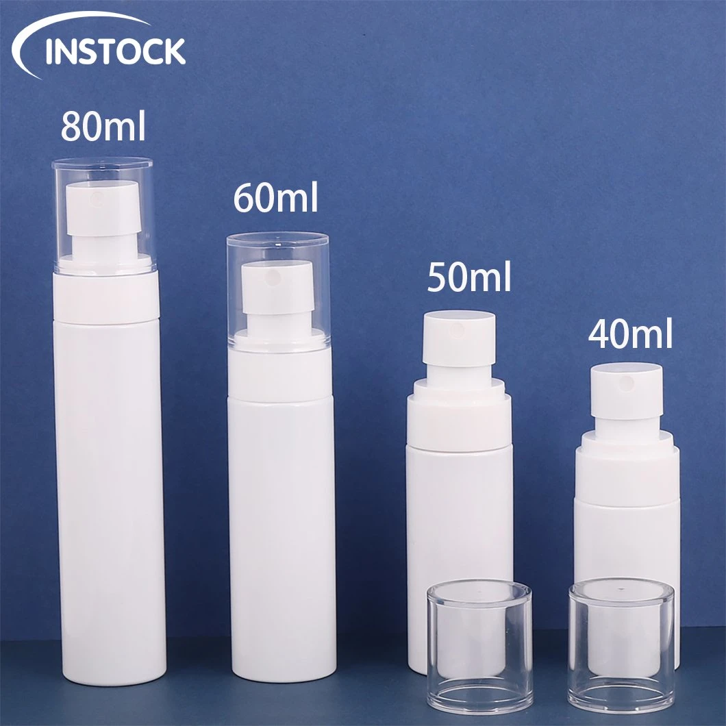 40ml Plastic Spray Bottle Skincare Custom cosmetic Packaging with Press Pump Lids Luxury Airless Bottles