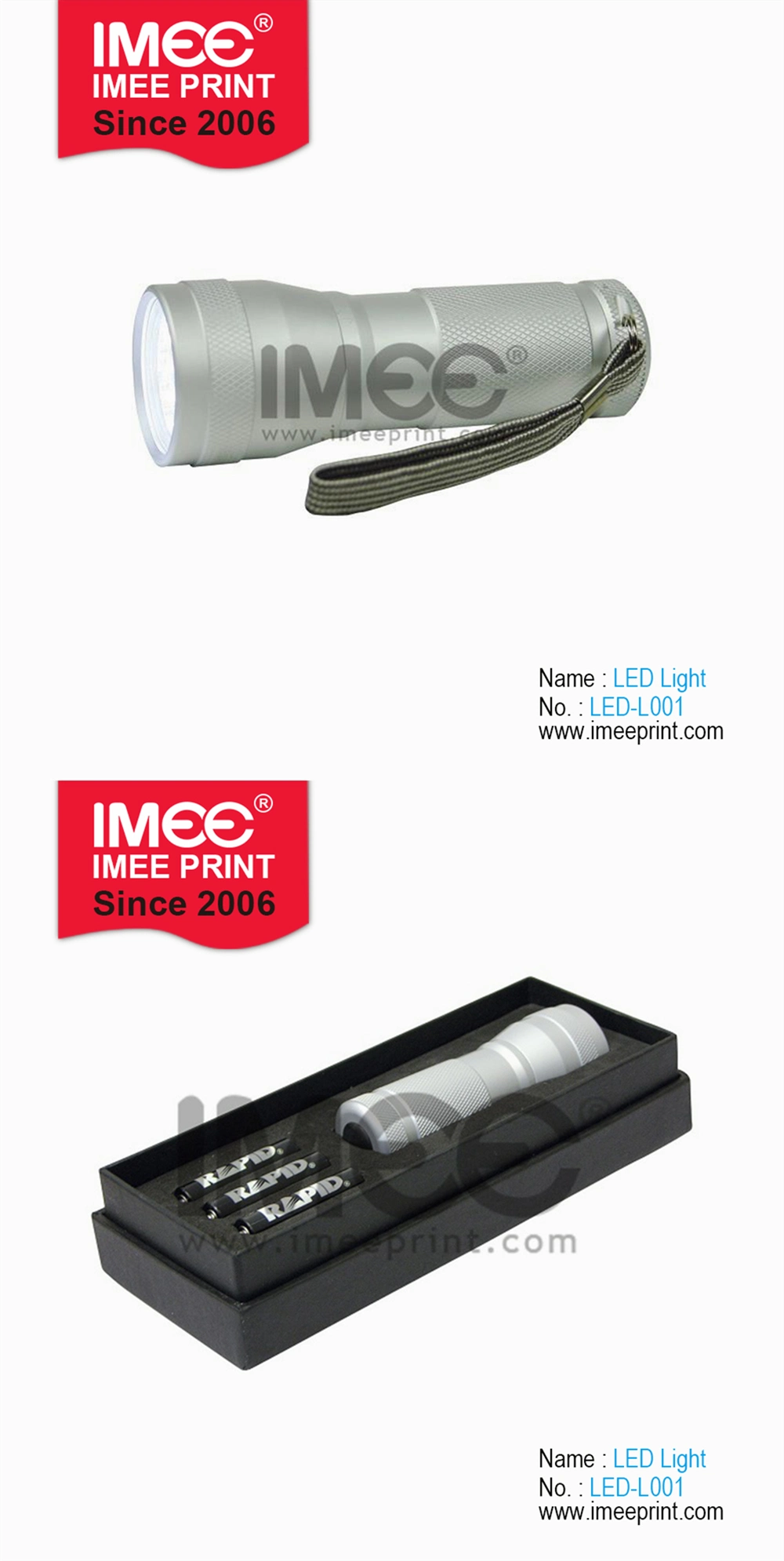Imee Printing Promotion China Hand Torch Flashlight LED Light