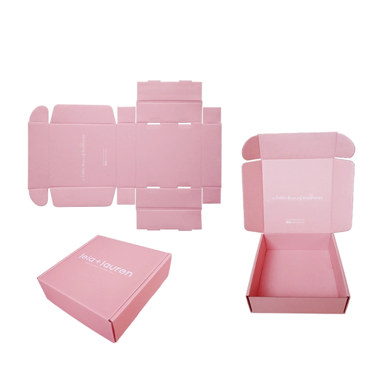 Double Sides Printing Pink Corrugated Box Cartoon Packaging Box for Cosmetic Package