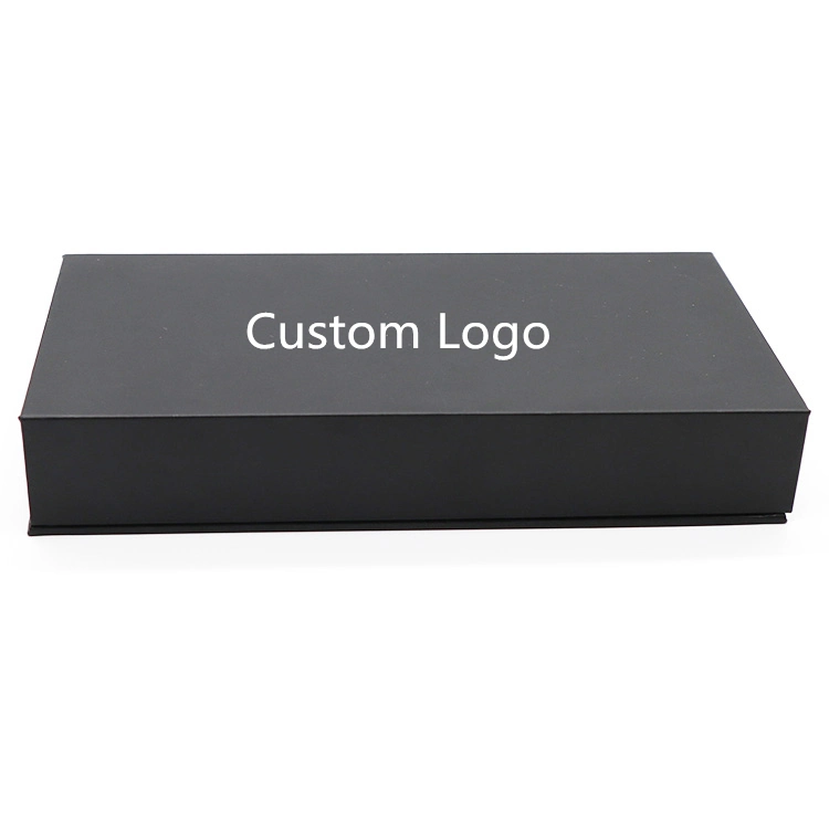 Wholesale Custom Size Printing Clothing Cosmetic Packaging Magnetic Black Gift Box with Satin